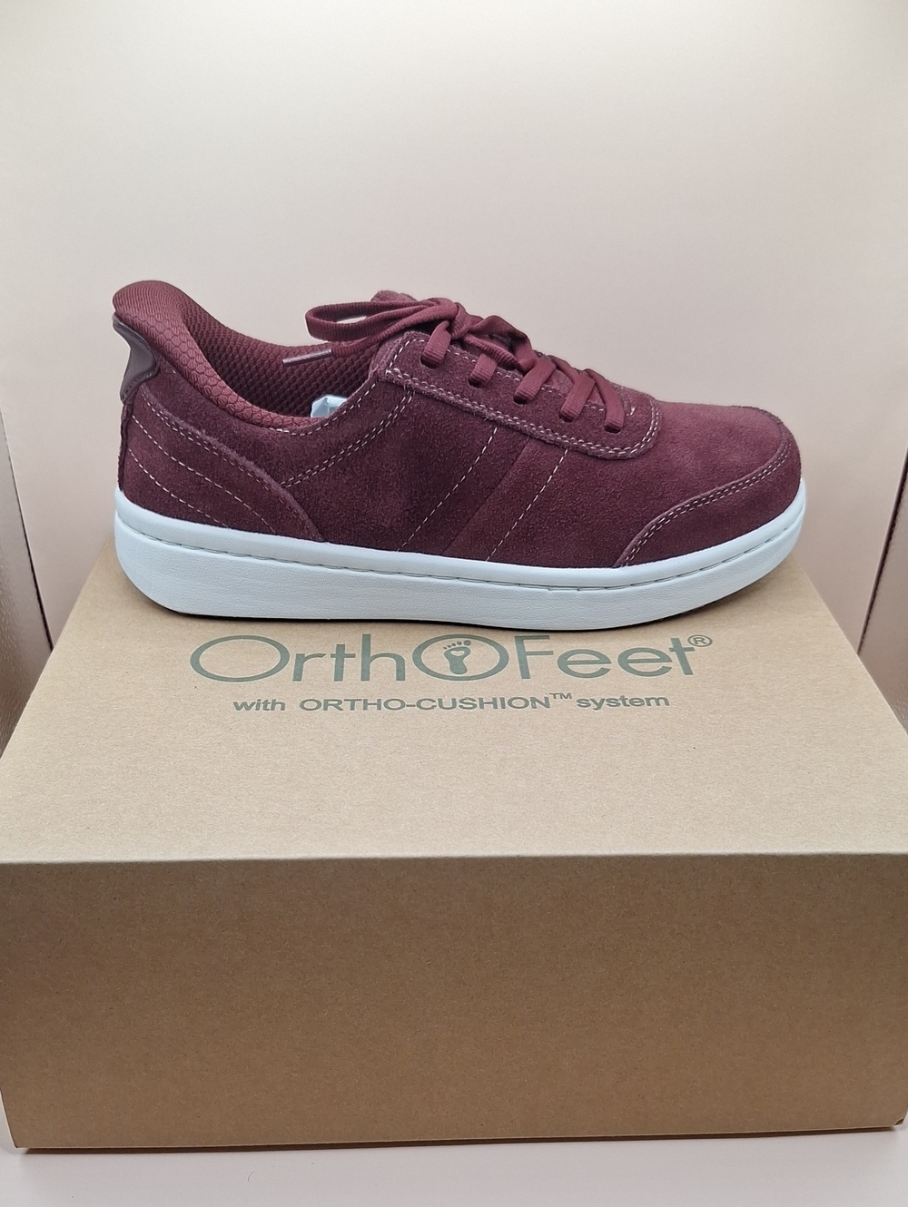 Orthofeet Wander Hands-Free Burgundy Suede Sneakers Size 8 XW NIB